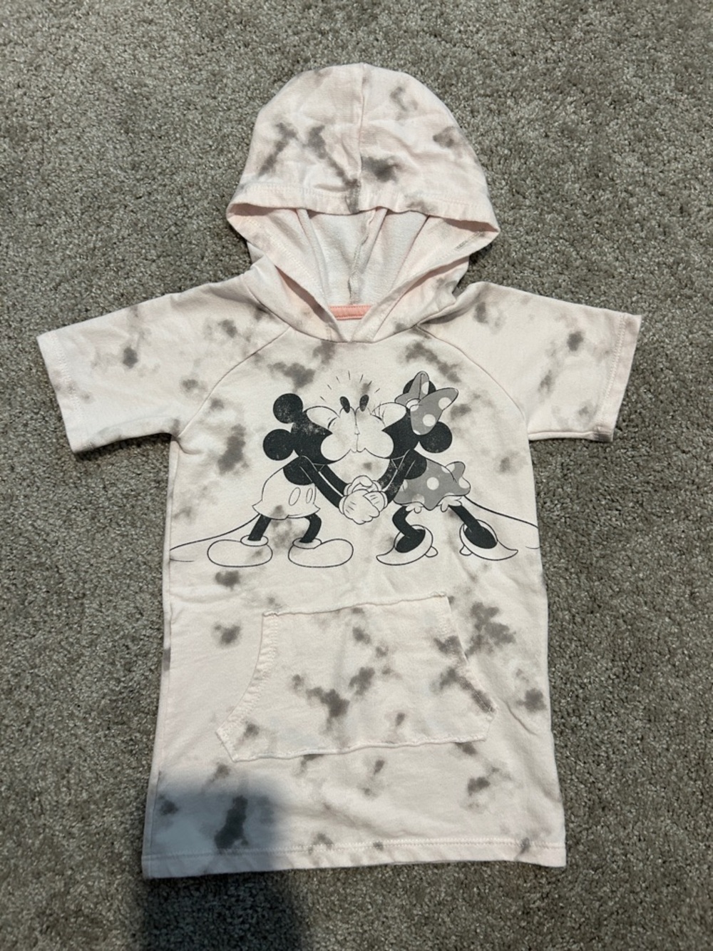 Girls Hooded Dress with Mickey & Minnie Graphic - Light Pink